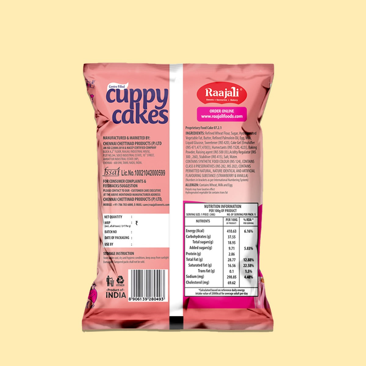 RAAJALI CUPPY CAKE - CENTRE FILLED MUFFIN - STRAWBERRY (30G PER PACK)